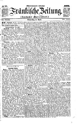 Fränkische Zeitung (Ansbacher Morgenblatt) Donnerstag 4. April 1872