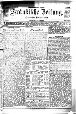 Fränkische Zeitung (Ansbacher Morgenblatt) Donnerstag 6. November 1873