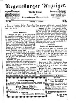Regensburger Anzeiger Dienstag 13. Februar 1872