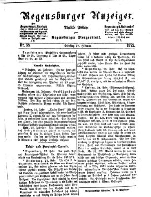 Regensburger Anzeiger Dienstag 27. Februar 1872