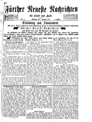 Fürther neueste Nachrichten für Stadt und Land (Fürther Abendzeitung) Mittwoch 3. Januar 1872