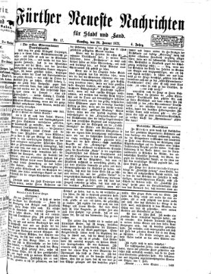 Fürther neueste Nachrichten für Stadt und Land (Fürther Abendzeitung) Samstag 20. Januar 1872