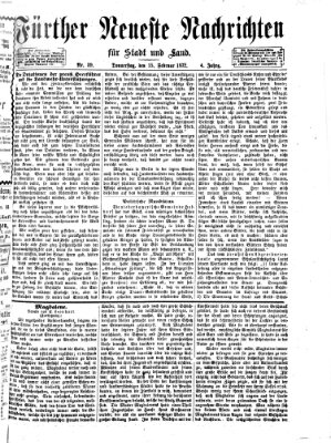 Fürther neueste Nachrichten für Stadt und Land (Fürther Abendzeitung) Donnerstag 15. Februar 1872
