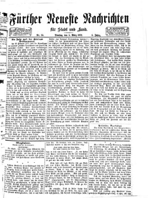 Fürther neueste Nachrichten für Stadt und Land (Fürther Abendzeitung) Dienstag 5. März 1872