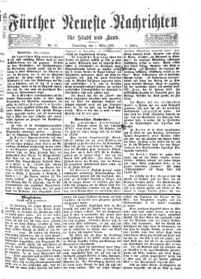 Fürther neueste Nachrichten für Stadt und Land (Fürther Abendzeitung) Donnerstag 7. März 1872