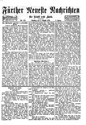 Fürther neueste Nachrichten für Stadt und Land (Fürther Abendzeitung) Samstag 3. August 1872