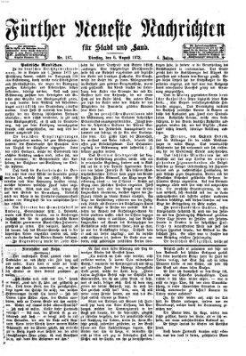Fürther neueste Nachrichten für Stadt und Land (Fürther Abendzeitung) Dienstag 6. August 1872