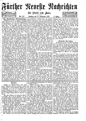 Fürther neueste Nachrichten für Stadt und Land (Fürther Abendzeitung) Samstag 21. September 1872