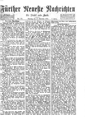Fürther neueste Nachrichten für Stadt und Land (Fürther Abendzeitung) Sonntag 10. November 1872