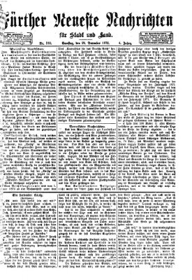 Fürther neueste Nachrichten für Stadt und Land (Fürther Abendzeitung) Samstag 28. Dezember 1872