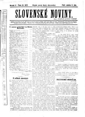 Slovenské noviny Samstag 6. Juli 1872