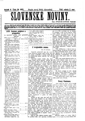 Slovenské noviny Samstag 2. März 1872
