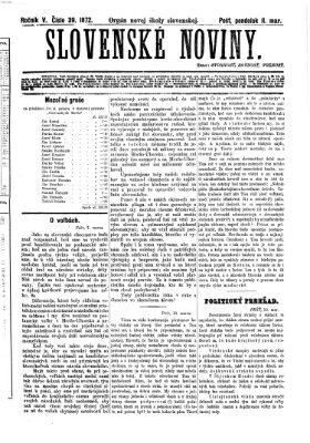 Slovenské noviny Montag 11. März 1872