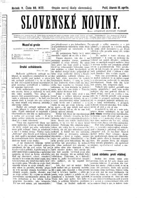 Slovenské noviny Dienstag 16. April 1872