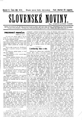Slovenské noviny Donnerstag 22. August 1872
