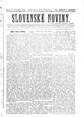Slovenské noviny Montag 4. November 1872