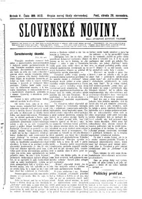 Slovenské noviny Mittwoch 20. November 1872