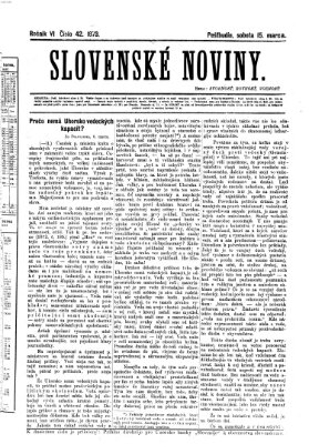 Slovenské noviny Samstag 15. März 1873