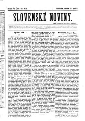 Slovenské noviny Mittwoch 23. April 1873