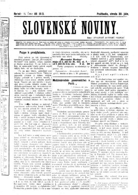 Slovenské noviny Mittwoch 30. Juli 1873