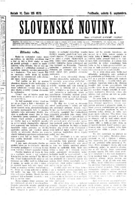 Slovenské noviny Samstag 6. September 1873