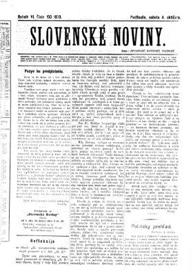 Slovenské noviny Samstag 4. Oktober 1873