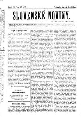 Slovenské noviny Donnerstag 16. Oktober 1873