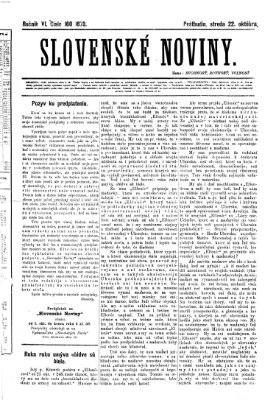 Slovenské noviny Mittwoch 22. Oktober 1873