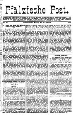 Pfälzische Post Montag 26. Februar 1872