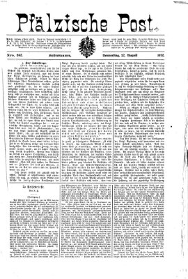 Pfälzische Post Donnerstag 22. August 1872