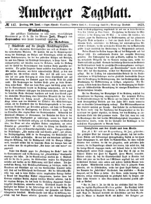 Amberger Tagblatt Freitag 28. Juni 1872