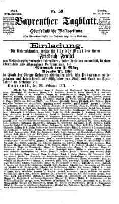 Bayreuther Tagblatt Dienstag 28. Februar 1871