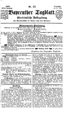 Bayreuther Tagblatt Donnerstag 22. Juni 1871