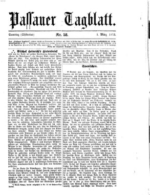 Passauer Tagblatt Samstag 1. März 1873
