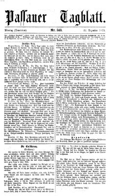 Passauer Tagblatt Montag 22. Dezember 1873
