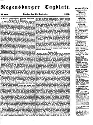 Regensburger Tagblatt Samstag 28. September 1872