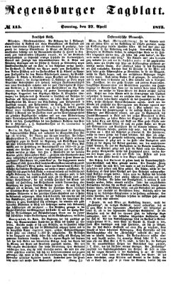 Regensburger Tagblatt Sonntag 27. April 1873