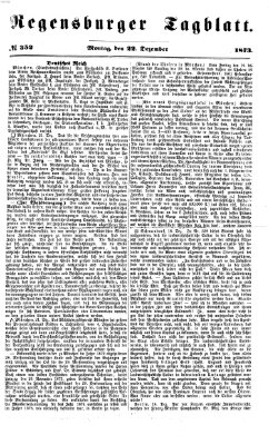 Regensburger Tagblatt Montag 22. Dezember 1873