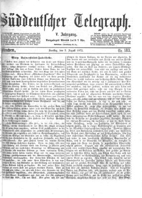 Süddeutscher Telegraph Samstag 3. August 1872