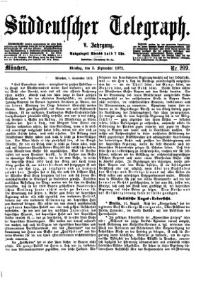 Süddeutscher Telegraph Dienstag 3. September 1872