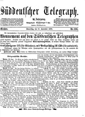 Süddeutscher Telegraph Donnerstag 25. September 1873