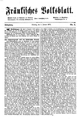 Fränkisches Volksblatt Dienstag 2. Januar 1872