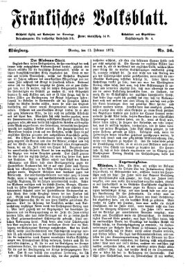 Fränkisches Volksblatt Montag 12. Februar 1872