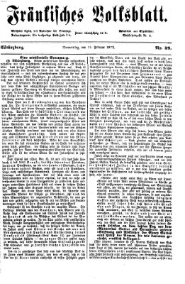 Fränkisches Volksblatt Donnerstag 15. Februar 1872