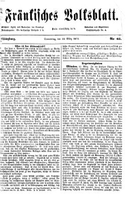 Fränkisches Volksblatt Donnerstag 14. März 1872