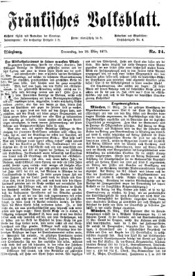Fränkisches Volksblatt Donnerstag 28. März 1872