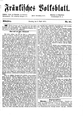 Fränkisches Volksblatt Samstag 6. April 1872