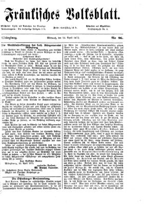 Fränkisches Volksblatt Mittwoch 24. April 1872