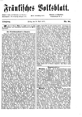 Fränkisches Volksblatt Freitag 26. April 1872