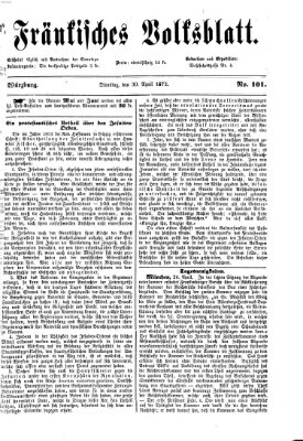 Fränkisches Volksblatt Dienstag 30. April 1872